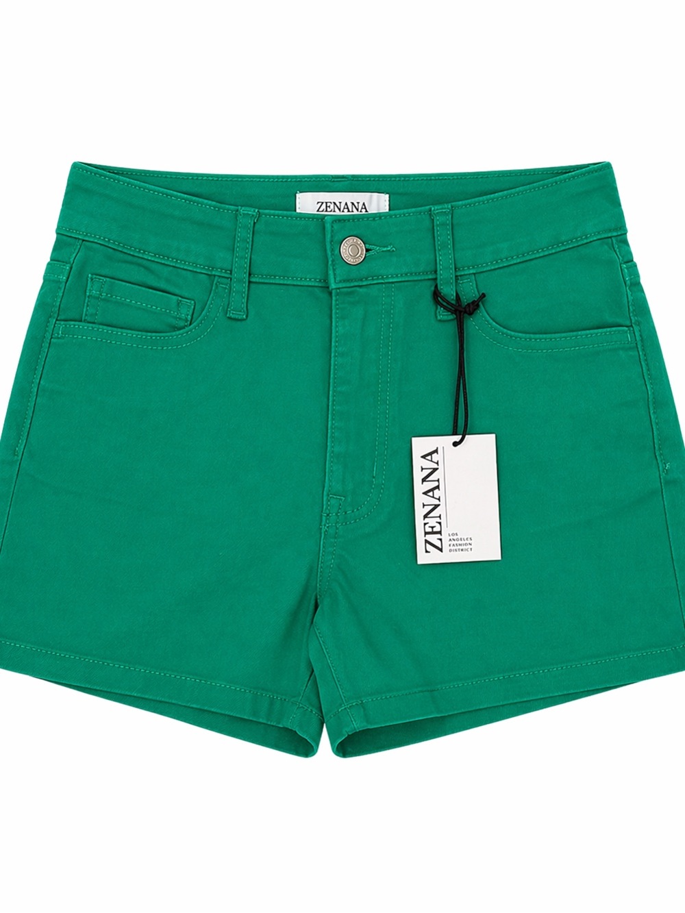 Zenana Outfitters Emerald Green Women's High-Rise Cotton Shorts